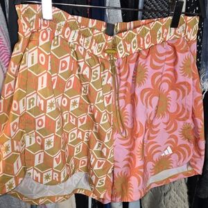 Adidas + Farm Rio Pink and Orange Patterned Shorts